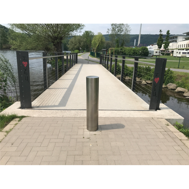 Stainless steel post |  204 mm | to be fixed by plugswith base plate  285 mm | total length approx. 600 mm